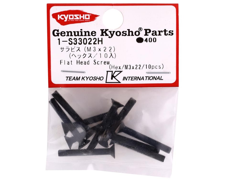 Hardware- Kyosho 3x22mm Flat Head Screws (10)