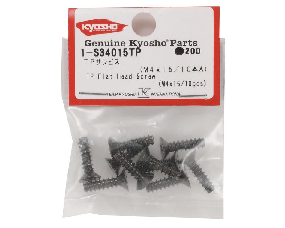 Hardware- Kyosho 4x15mm Self Tapping Flat Head Screw (10)