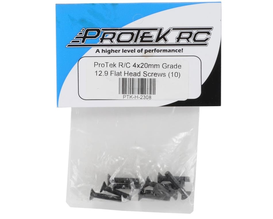Hardware- ProTek RC 4x20mm "High Strength" Flat Head Screws (10)
