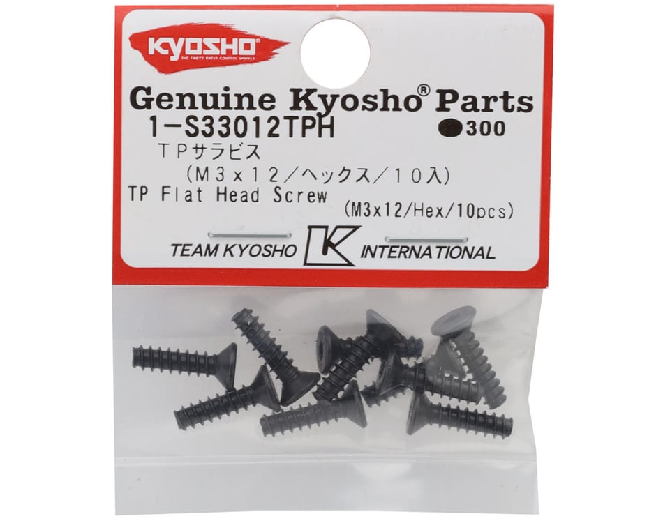 Hardware- Kyosho 3x12mm Flat Head Self Tapping Hex Screw (10)